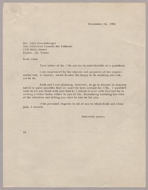 [Letter from Harris Leon Kempner to Mr. Alec Geisenberger, December 16, 1950]