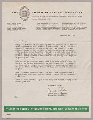 [Letter from Isador Lubin to Mr. Kempner, December 26, 1950]