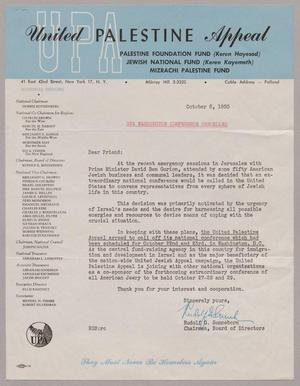 [Letter from the United Palestine Appeal, October 6, 1950]