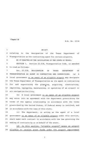 81st Texas Legislature, Regular Session, House Bill 2314, Chapter 118
