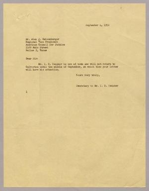 [Letter from Miss Ursula McCarthy to Mr. Alex J. Geisenberger, September 4, 1952]