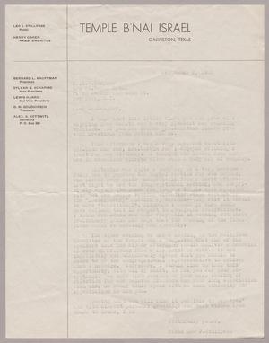 [Letter from Rabbi Leo J. Stillpass to Mr. I. H. Kempner, September 3, 1952]