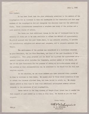 [Letter from Sylvan B. Schapiro, July 1, 1952]