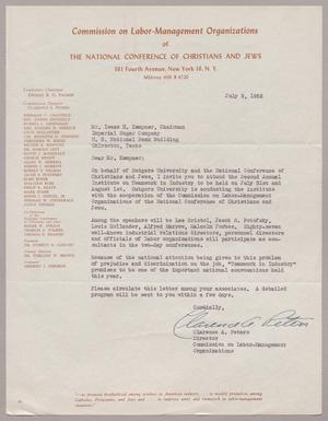 [Letter from Clarence A. Peters to Mr. Isaac H. Kempner, July 2, 1952]