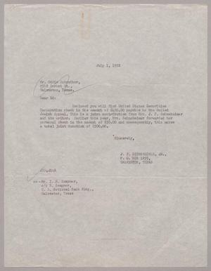 [Letter from J. F. Seinsheimer, Jr. to Mr. Eddie Schreiber, July 1, 1952]