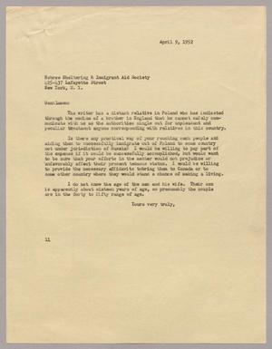Primary view of object titled '[Letter from I. H. Kempner, April 9, 1952]'.