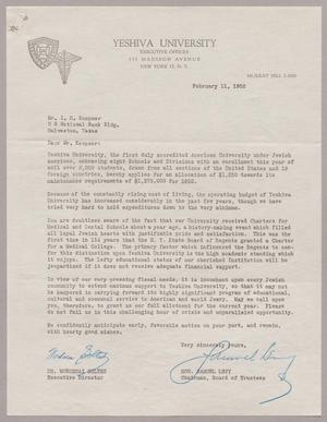[Letter from Dr. Soltes and Hon. S. Levy to Mr. I. H. Kempner, February 11, 1952]