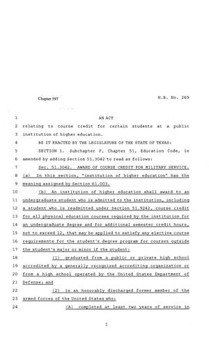 81st Texas Legislature, Regular Session, House Bill 269, Chapter 597