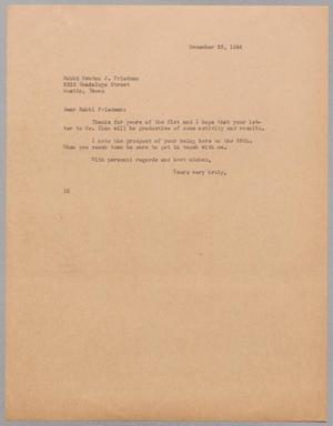 [Letter from I. H. Kempner to Rabbi Newton J. Friedman, December 22, 1944]