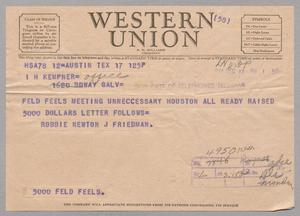 [Telegram from Robbie Newton J. Friedman to I. H. Kempner, December 17, 1944]