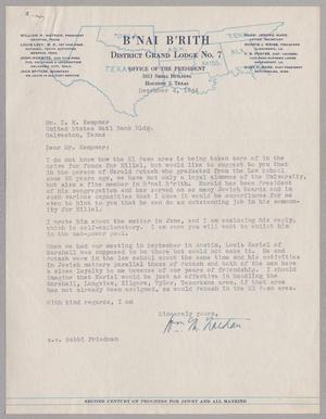 [Letter from William M. Nathan to I. H. Kempner, December 4, 1944]
