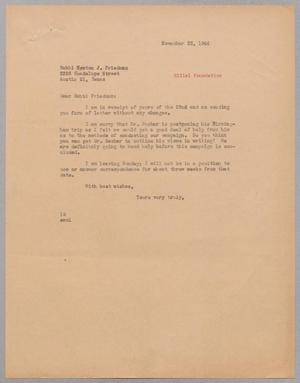 [Letter from I. H. Kempner to Newton J. Friedman, November 23, 1944]