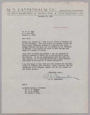 [Letter from M. M. Dannenbaum to M. M. Feld, November 20, 1944]