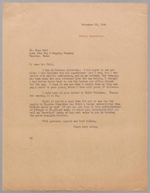 [Letter from I. H. Kempner to Mose Feld, November 18, 1944]