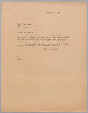 [Letter from I. H. Kempner to J. H. Kravitz, November 13, 1944]