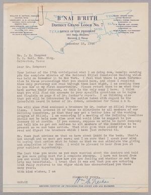 [Letter from W. M. Nathan to I. H. Kempner, December 18, 1945]