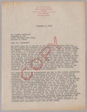 [Copy of letter from William M. Nathan to Daniel Schlanger, December 1, 1945]