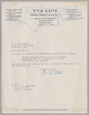 [Letter from William M. Nathan to I. H. Kempner, November 3, 1945]