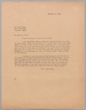 [Letter from I. H. Kempner to Mose Feld, November 1, 1945]