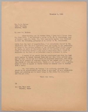 [Letter from I. H. Kempner to William M. Nathan, November 1, 1945]