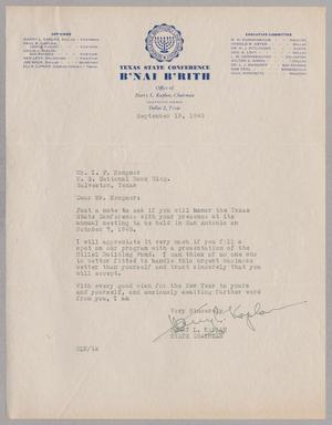 [Letter from I. H. Kempner to Harry L. Kaplan, September 19, 1945]