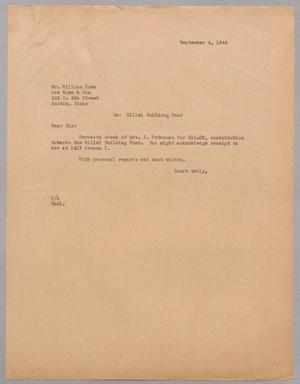 [Letter from I. H. Kempner to William Koen, September 4, 1945]
