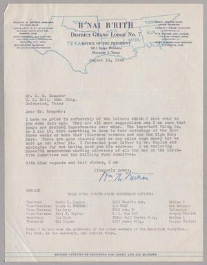 [Letter from William M. Nathan to I. H. Kempner, August 13, 1945]