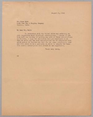[Letter from I. H. Kempner to Mose M. Feld, August 11, 1945]