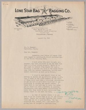 [Letter from Mose M. Feld to I. H. Kempner, August 13, 1945]