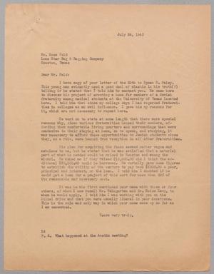 [Letter from I. H. Kempner to Mose Feld, July 24, 1945]