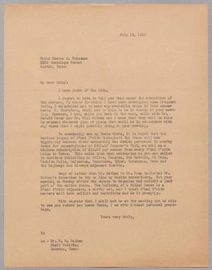 [Letter from I. H. Kempner to Rabbi Newton J. Friedman, July 19, 1945]