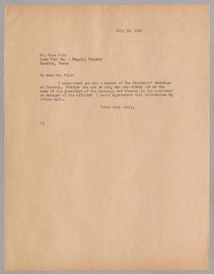 [Letter from I. H. Kempner to Mose M. Feld, July 16, 1945]
