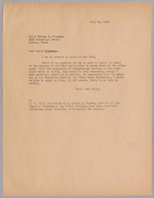 Primary view of object titled '[Letter from I. H. Kempner to Rabbi Newton J. Friedman, July 13, 1945]'.