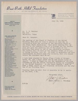 Primary view of object titled '[Letter from Rabbi Newton J. Friedman to I. H. Kempner, July 12, 1945]'.
