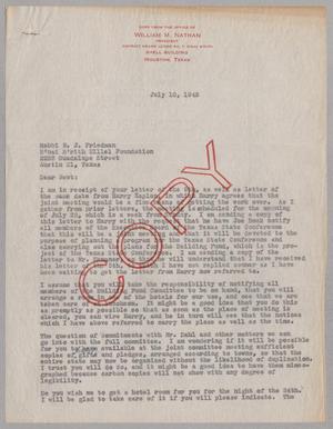 [Copy of letter from William M. Nathan to Rabbi Newton J. Friedman, July 10, 1945]