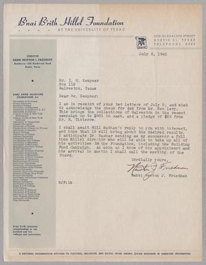 [Letter from Rabbi Newton J. Friedman to I. H. Kempner, July 6, 1945]