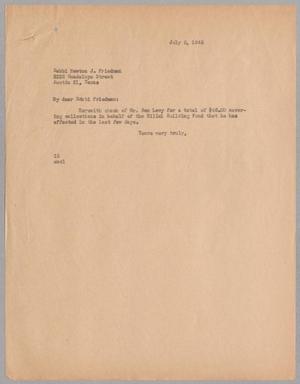 [Letter from Isaac Herbert Kempner to Rabbi Newton J. Friedman, July 5, 1945]