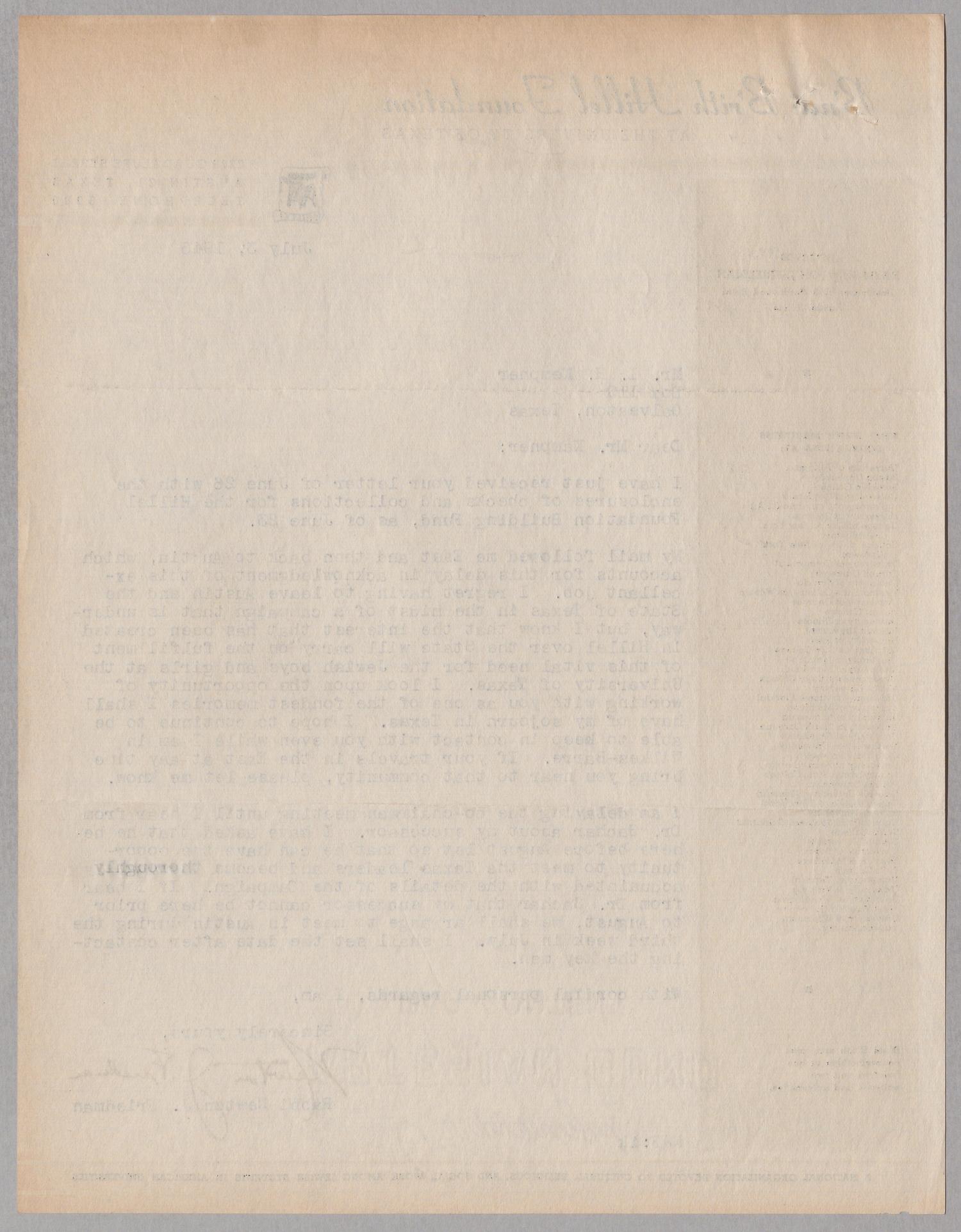 [Letter from Rabbi Newton J. Friedman to I. H. Kempner, July 3, 1945]
                                                
                                                    [Sequence #]: 2 of 2
                                                