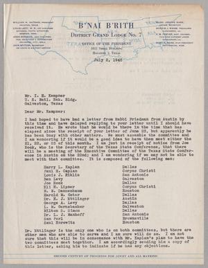 [Letter from William M. Nathan to I. H. Kempner, July 2, 1945]