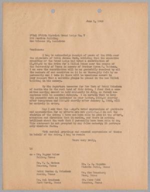 [Letter from I. H. Kempner to B'nai B'rith District Grand Lodge No. 7, June 1, 1945]