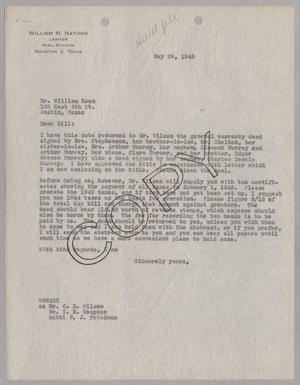 [Letter from William M. Nathan to William Koen, May 29, 1945]