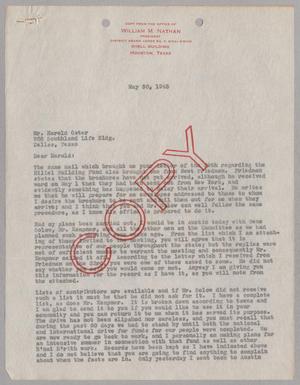 [Copy of Letter from William M. Nathan to Harold Oster, May 30, 1945]