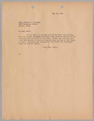 [Letter from I. H. Kempner to Rabbi Newton J. Friedman, May 24, 1945]