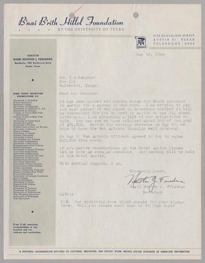 [Letter from Rabbi Newton J. Friedman to I. H. Kempner, May 15, 1945]