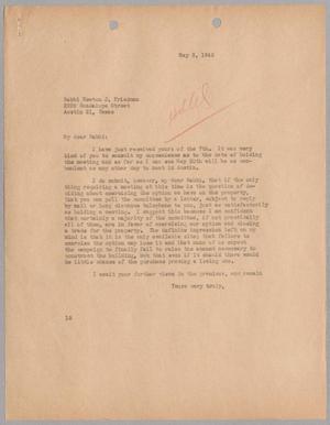 [Letter from I. H. Kempner to Rabbi Newton J. Friedman, May 8, 1945]