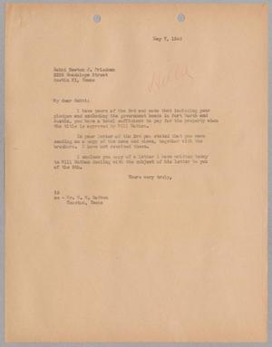 [Letter from I. H. Kempner to Rabbi Newton J. Friedman, May 7, 1945]