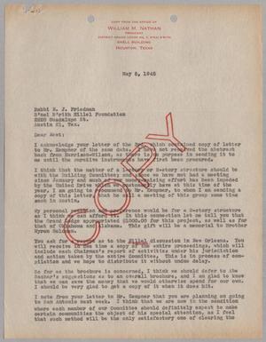 [Copy of letter from William M. Nathan to Rabbi Newton J. Friedman, May 5, 1945]