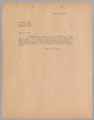 [Letter from Isaac Herbert Kempner to Mose Feld, April 11, 1945]