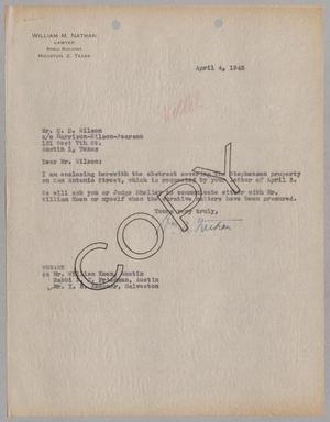 [Letter from William M. Nathan to C. D. Wilson, April 4, 1945]