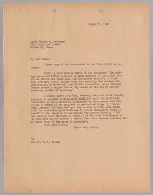 [Letter from I. H. Kempner to Rabbi Newton J. Friedman, March 27, 1945]